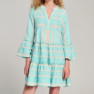 Devotion Twins Ella Short Dress Baby Blue/White - Size Medium